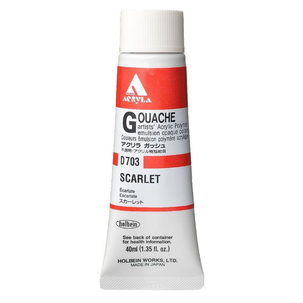 Holbein, Inc. Holbein Acrylic Gouache, 40ml Tube, Scarlet