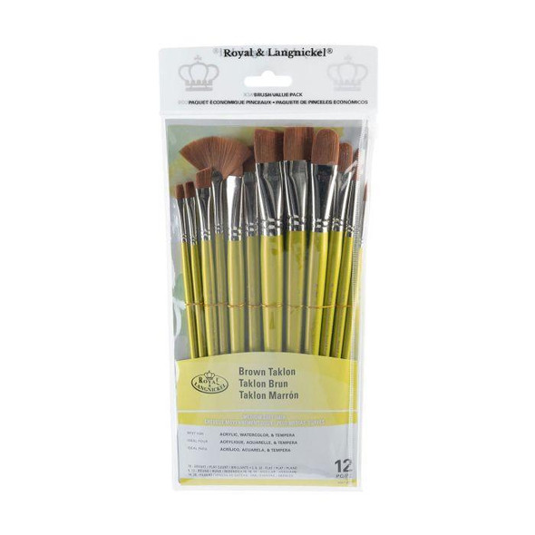 Royal Brush Royal's Zip N' Close Flat Variety Brush Set, Brown Taklon, 12/pk Royal Brush Royal's Zip N' Close Flat Variety Brush Set, Brown Taklon, 12/pk