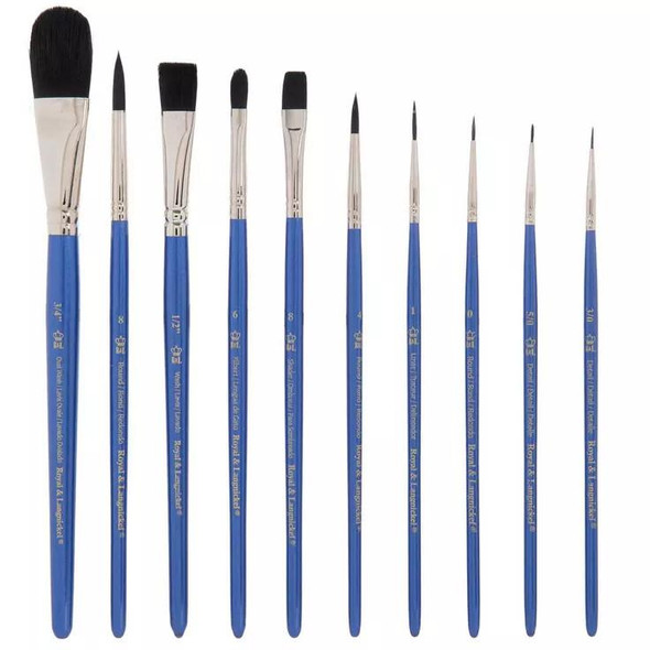 Royal Brush Royal's Zip N' Close Wash Variety Brush Set, Black Taklon, 10/pk Royal Brush Royal's Zip N' Close Wash Variety Brush Set, Black Taklon, 10/pk