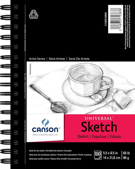  Canson Universal Sketch Pad, 5.5" x 8.5", Wirebound, 100pg 