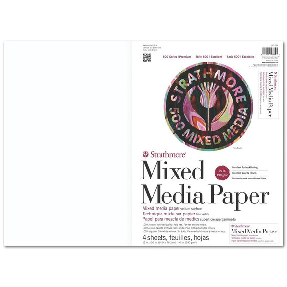 Strathmore Artist Papers Strathmore Mixed Media Paper, 500 Series, 22" x 30", 90lb, Single Sheet 