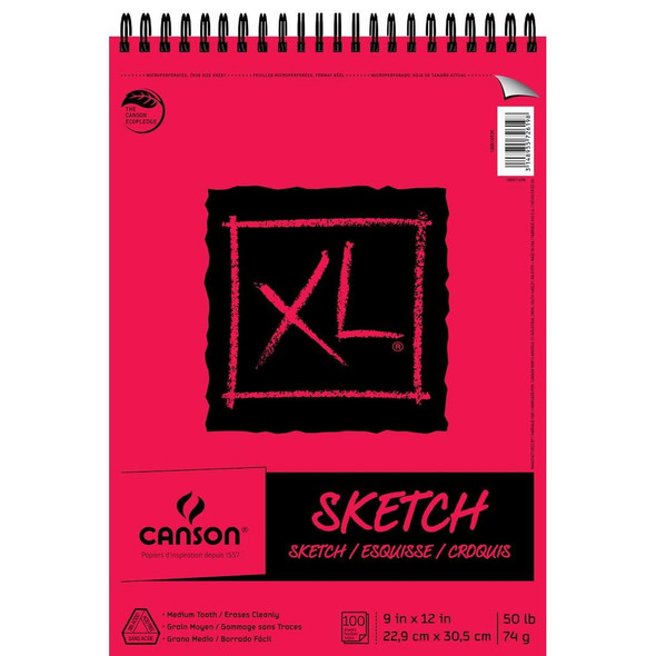  Canson XL Sketch Pad, Wirebound,  9" x 12", 100pg 
