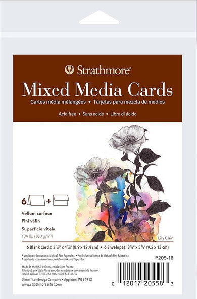 Strathmore Artist Papers Strathmore 400 Series Mixed Media Cards & Envelopes, 3.5" x 4.875", 6/pk 