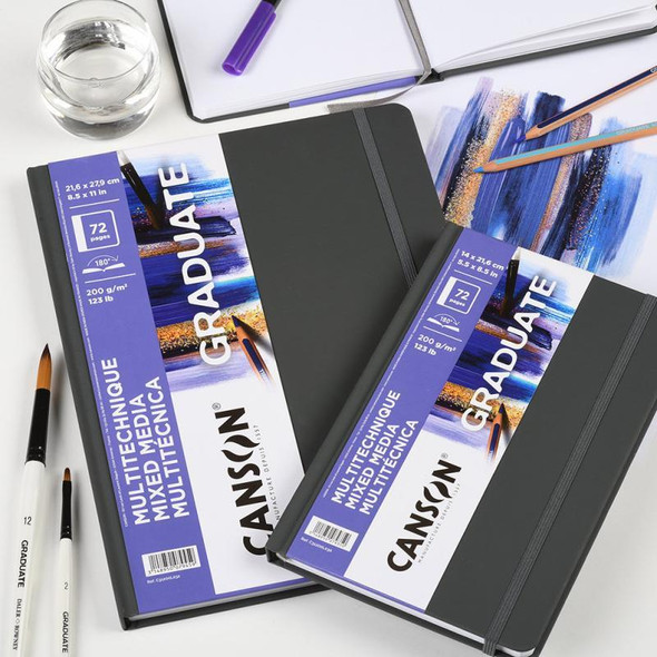  Canson Graduate Series White Mixed Media Art Book, Portrait, 5.5" x 8.5" 