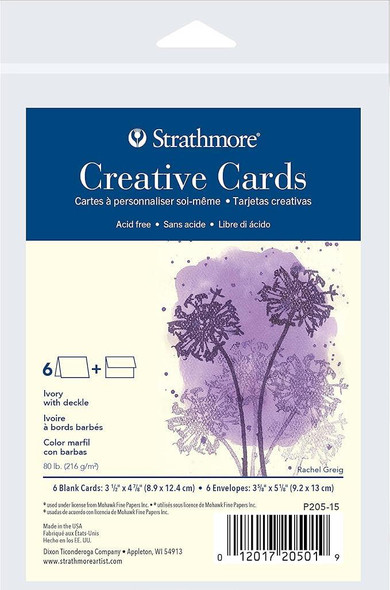 Strathmore Artist Papers Strathmore Creative Cards & Envelopes, Ivory with Deckle Edge, 3.5" x 4.875", 6/pk 