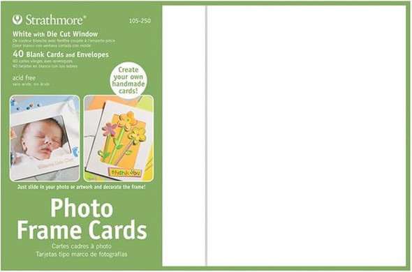 Strathmore Artist Papers Strathmore Photo Frame Cards & Envelopes, White with Die Cut Window, 5" x 7", 40/pk 