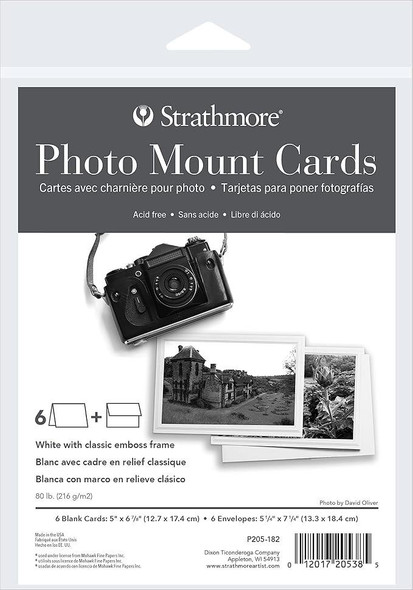 Strathmore Artist Papers Strathmore Photo Mount Cards & Envelopes, White with Classic Emboss Frame, 5" x 7", 6/pk 