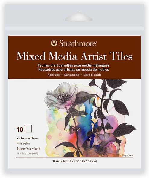 Strathmore Artist Papers Strathmore 400 Series Artist Tiles, Mixed Media, Vellum Surface, 4"x 4", 10/pk  Strathmore Artist Papers Strathmore 400 Series Artist Tiles, Mixed Media, Vellum Surface, 4"x 4", 10/pk