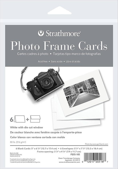 Strathmore Artist Papers Strathmore Photo Frame Cards & Envelopes, White with Die Cut Window, 5" x 7", 6/pk 
