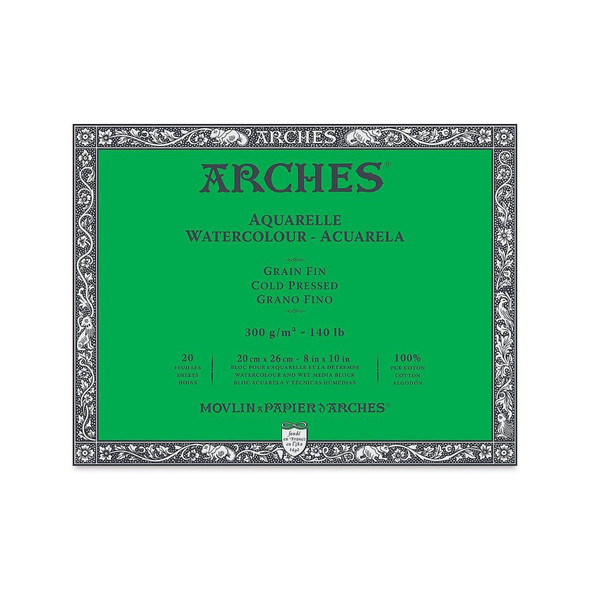  Arches 140 lb. Watercolor Block, Cold-Pressed, 8" x 10" 