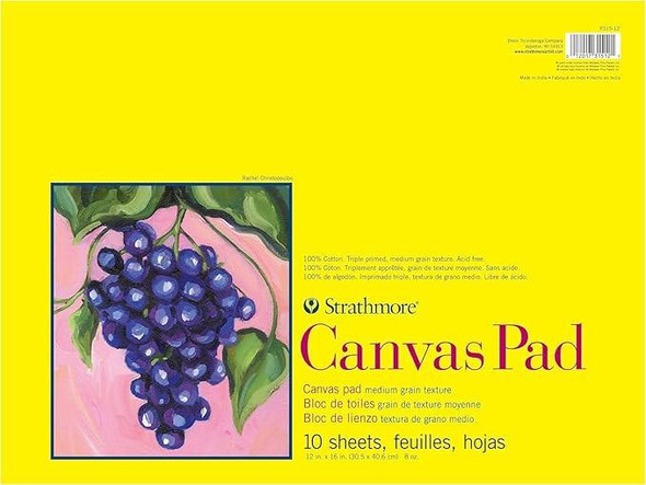 Strathmore Artist Papers, 300 Series Canvas Pad, Medium Grain Texture, 12" x 16"