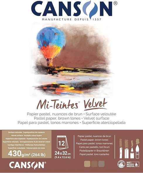 Canson Mi-Tientes Velvet Pad -  9.5" x 12.6" - Brown Tan 