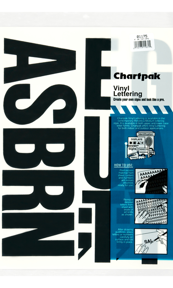 Chartpak 4" Black Vinyl Capital Letters Chartpak 4" Black Vinyl Capital Letters