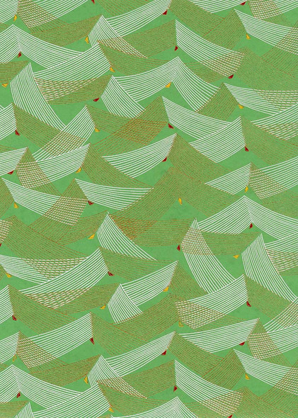 Decorative Paper, Chiyogami Green/Gold Geometric Peaks - 24x36 Decorative Paper, Chiyogami Green/Gold Geometric Peaks - 24x36