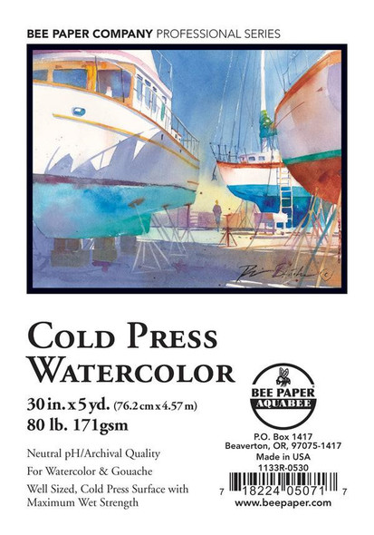  Bee Paper Company Cold Press Watercolor Roll, 90#, 30"x5yd 