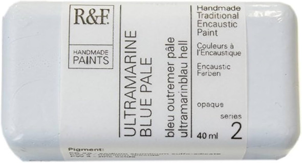  R&F Handmade Paints, Encaustic Paint Cake, 40ml Cakes, Ultramarine Blue Pale 