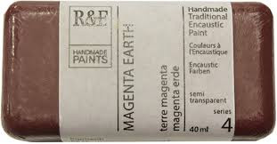 R&F Handmade Paints, Encaustic Paint Cake, 40ml Cakes, Magenta Earth 