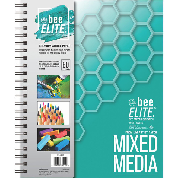  Bee Paper Company 'Bee Elite' Mixed-Media Pad, 9"x12", 60/sh 