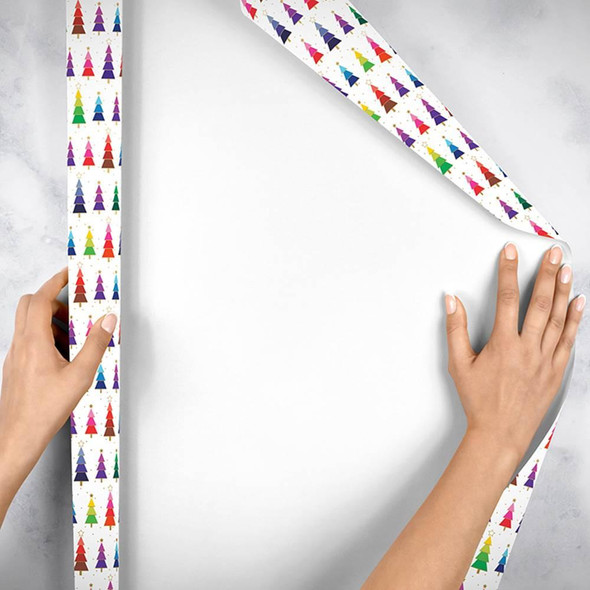  Jillson & Roberts Jumbo Wrapping Paper Roll, Rainbow Trees 