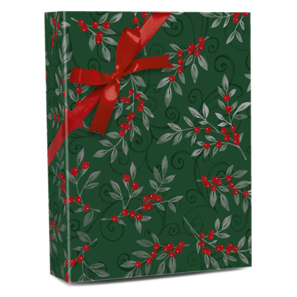  Jillson & Roberts Jumbo Wrapping Paper Roll, Holiday Floral Green 