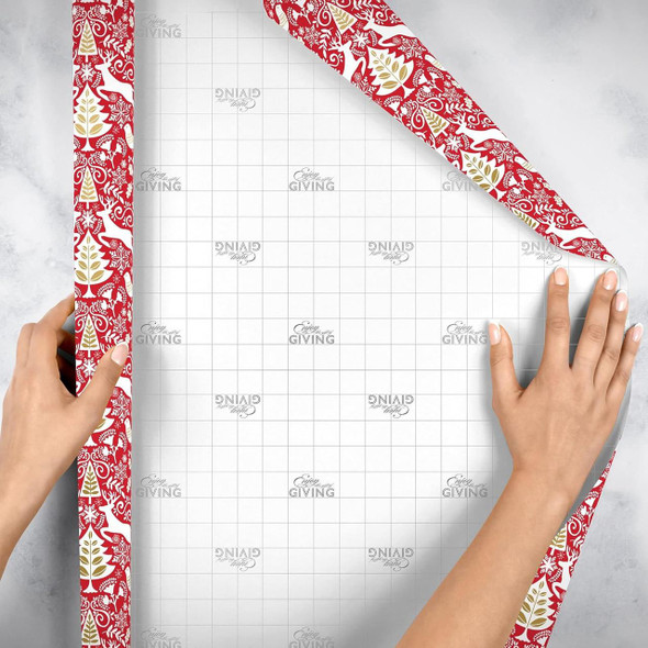  Jillson & Roberts Jumbo Wrapping Paper Roll, Red Scandanavian 