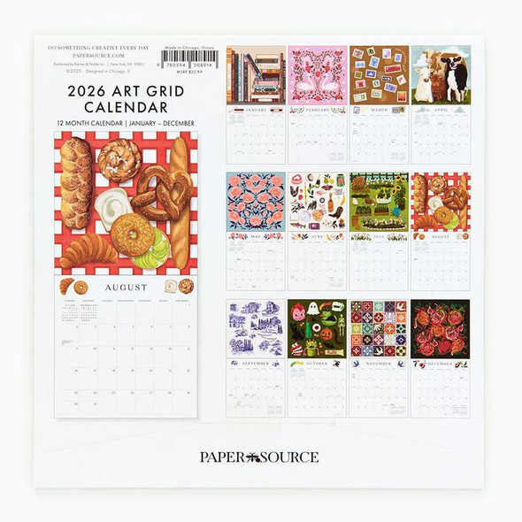 Waste Not Paper Company Paper Source 2026 Calendar, Art Grid 