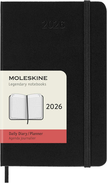  Moleskine 2026 Pocket Daily Planner, Black Softcover 