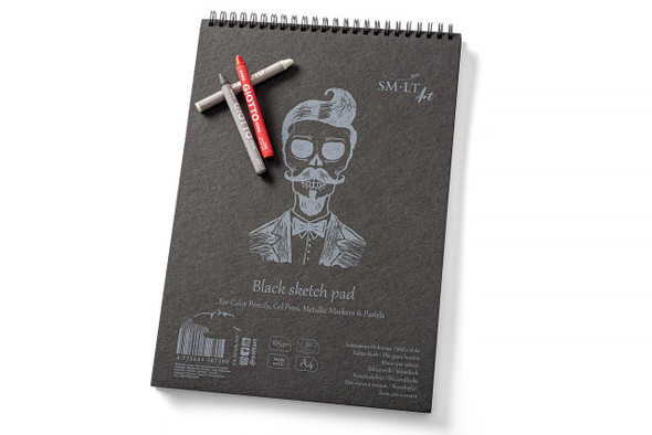  SMLT Art Pad, Authentic Black Sketch Pad, A4 Spiral 