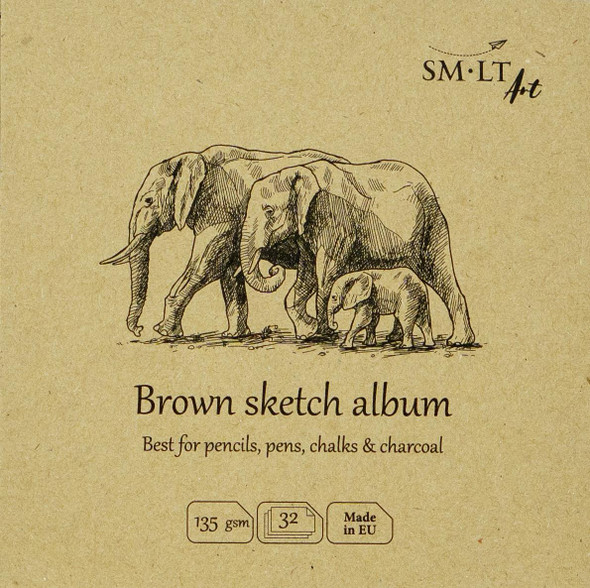  SMLT Art Pad, Authentic Layflat Brown Sketch Album, 5.5"x5.5" 