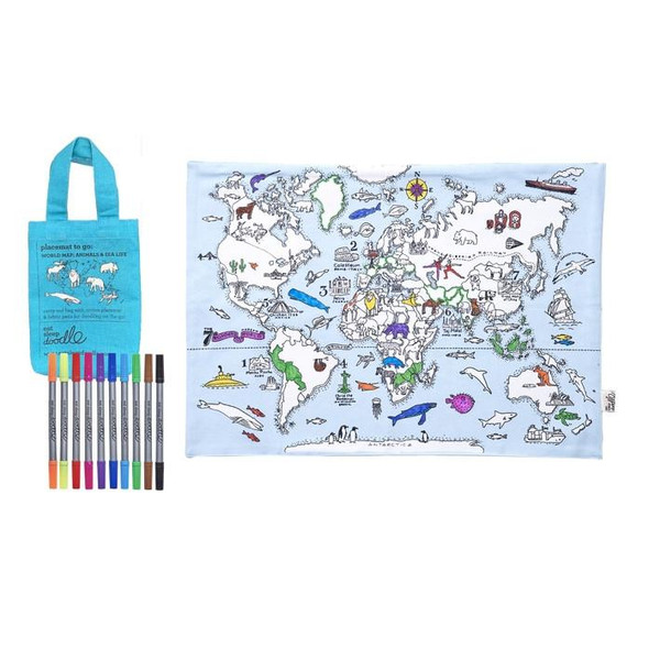 eatsleepdoodle DIY Coloring Tablecloth - World Map Placement to Go 