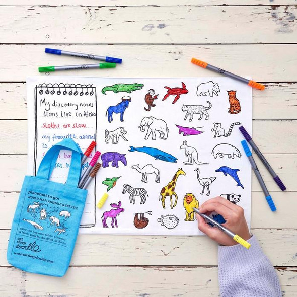 eatsleepdoodle DIY Coloring Tablecloth - World Map Placement to Go 