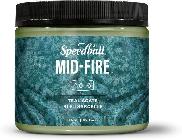 Speedball Art Mid-Fire Glaze for Ceramics, Teal Agate, 16oz