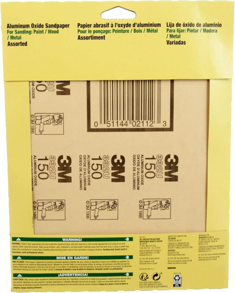 3M CO. General Purpose Sanding Sheets, 9"X11", 5pk Assorted Grit 