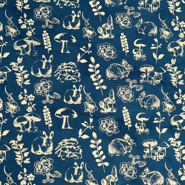 Giftsland Decorative Paper, Rabbit & Garden, Teal/Gold, 20"x30"