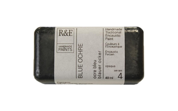  R&F Handmade Paints, Encaustic Paint Cake, 40ml Cakes, Blue Ochre 