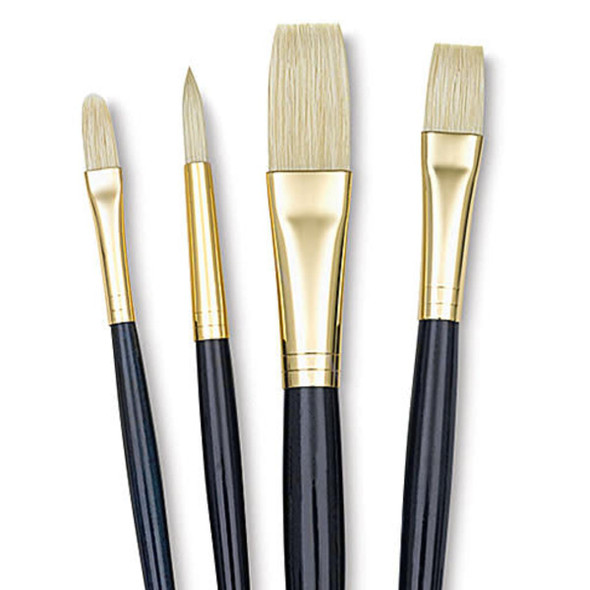 Princeton Artist Brush Company Princeton Brush RealValue Set, Long Handle Series 9100, #9131, Natural Bristle, 4pk 
