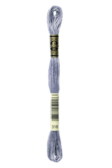  DMC Embroidery Floss, 318 Grey 