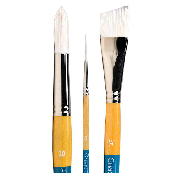 Princeton Artist Brush Company Princeton Brush Snap! Series 9850, Short Handle, White Taklon, Set of 4 
