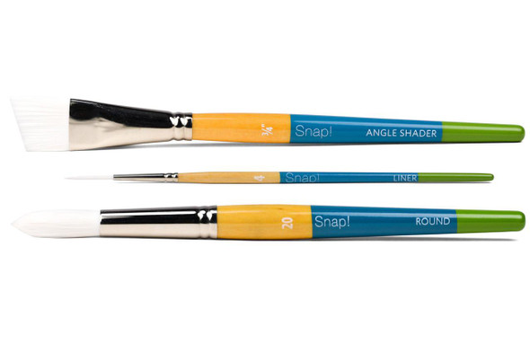 Princeton Artist Brush Company Princeton Brush Snap! Series 9850, Short Handle, White Taklon, Set of 4 