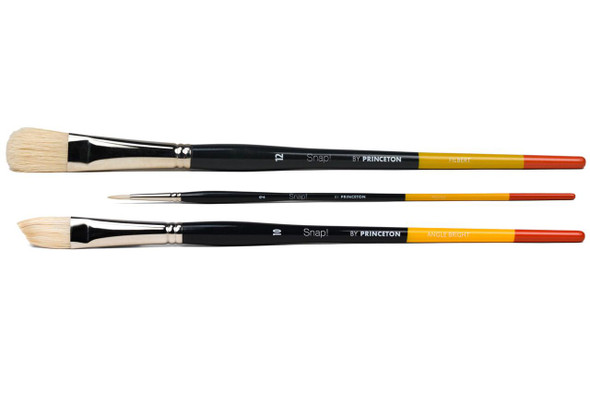 Princeton Artist Brush Company Princeton Brush Snap! Series 9700, Long Handle, Natural Bristle, Set of 3 