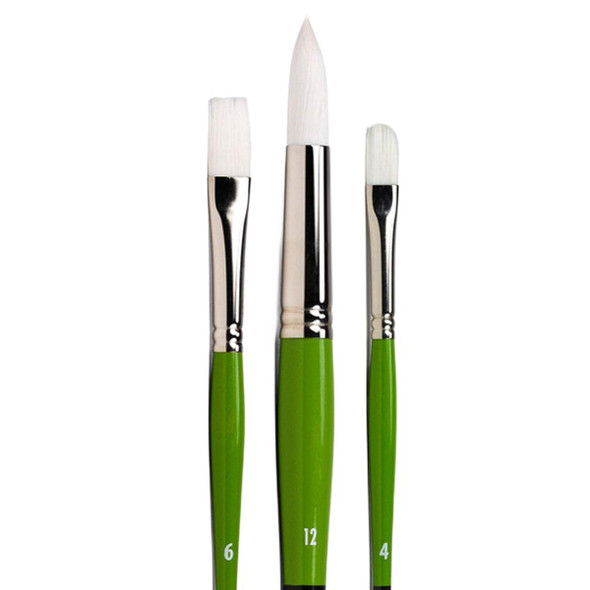 Princeton Artist Brush Company Princeton Brush Snap! Series 9800, Long Handle, White Taklon, Set of 3 