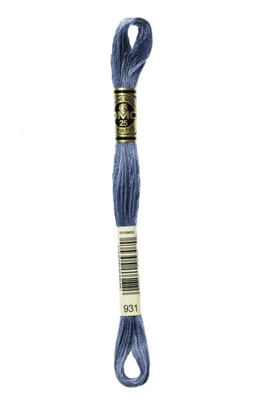  DMC Embroidery Floss, 931 Antique Blue Medium 