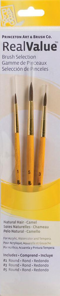 Princeton Artist Brush Company Princeton Brush RealValue Set, Short Handle Series 9100, #9100, Synthetic Bristle, 3pk 
