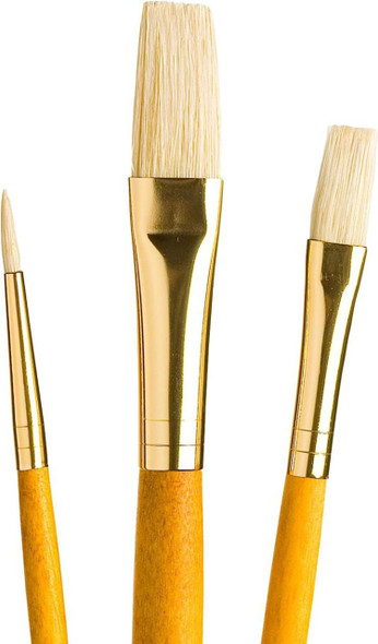 Princeton Artist Brush Company Princeton Brush RealValue Set, Short Handle Series 9100, #9103, Natural Bristle, 3pk 