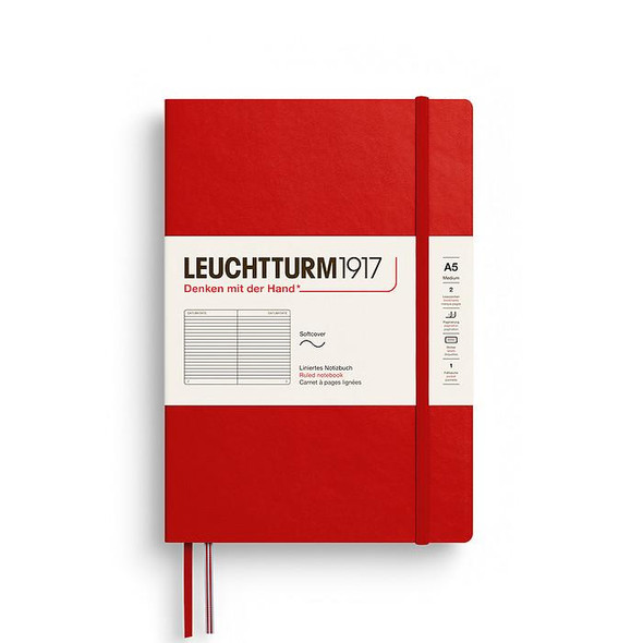 Leuchtturm 1917 Leuchtturm Softcover (Medium A5) Notebook, Cherry, 123p., ruled 