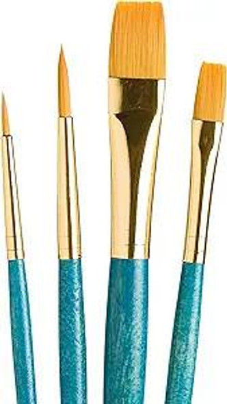 Princeton Artist Brush Company Princeton Brush RealValue Set, Short Handle Series 9100, #9171, Golden Taklon, 4pk 