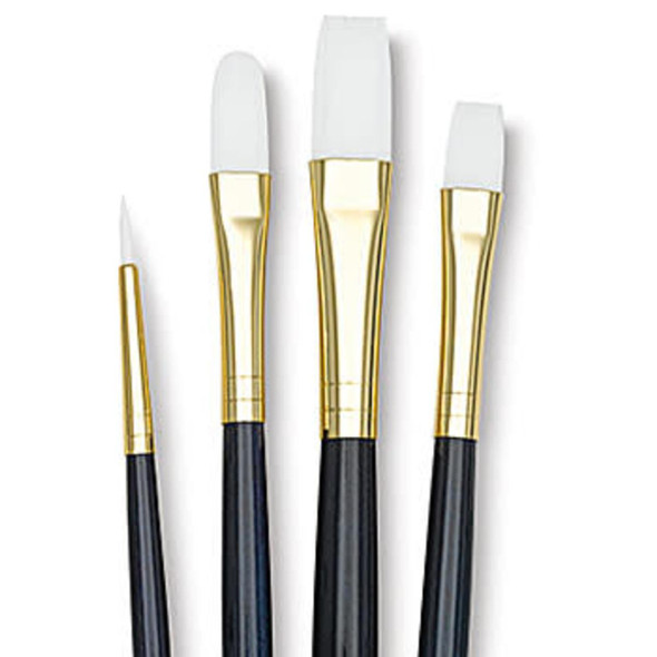 Princeton Artist Brush Company Princeton Brush RealValue Set, Long Handle Series 9100, #9130, White Taklon, 4pk 