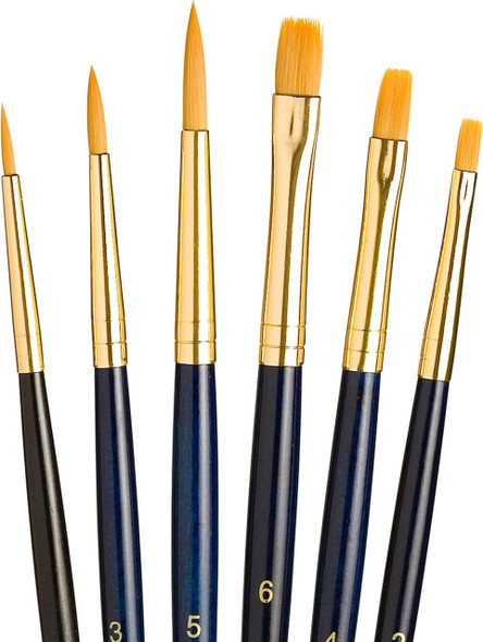 Princeton Artist Brush Company Princeton Brush RealValue Set, Short Handle Series 9100, #9137, Golden Taklon, 6pk 