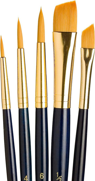 Princeton Artist Brush Company Princeton Brush RealValue Set, Short Handle Series 9100, #9139, Golden Taklon, 5pk 