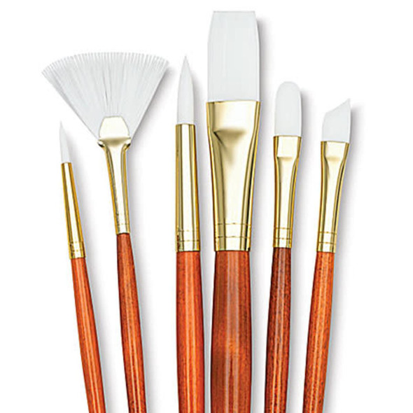 Princeton Artist Brush Company Princeton Brush RealValue Set, Long Handle Series 9100, #9156, White Taklon, 6pk 
